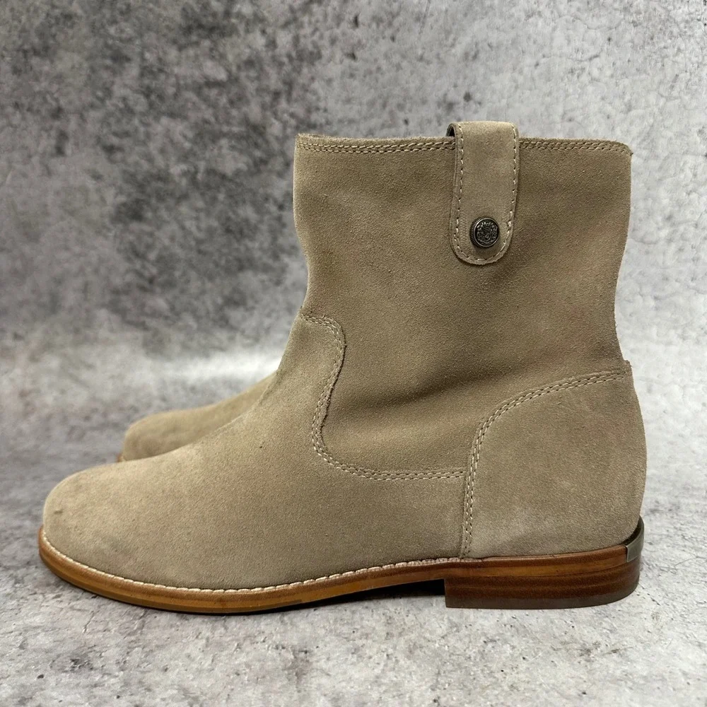 Arturo Chiang Blazen Ankle Bootie Women 7.5 Tan Suede Slouchy Flat Heel Boots